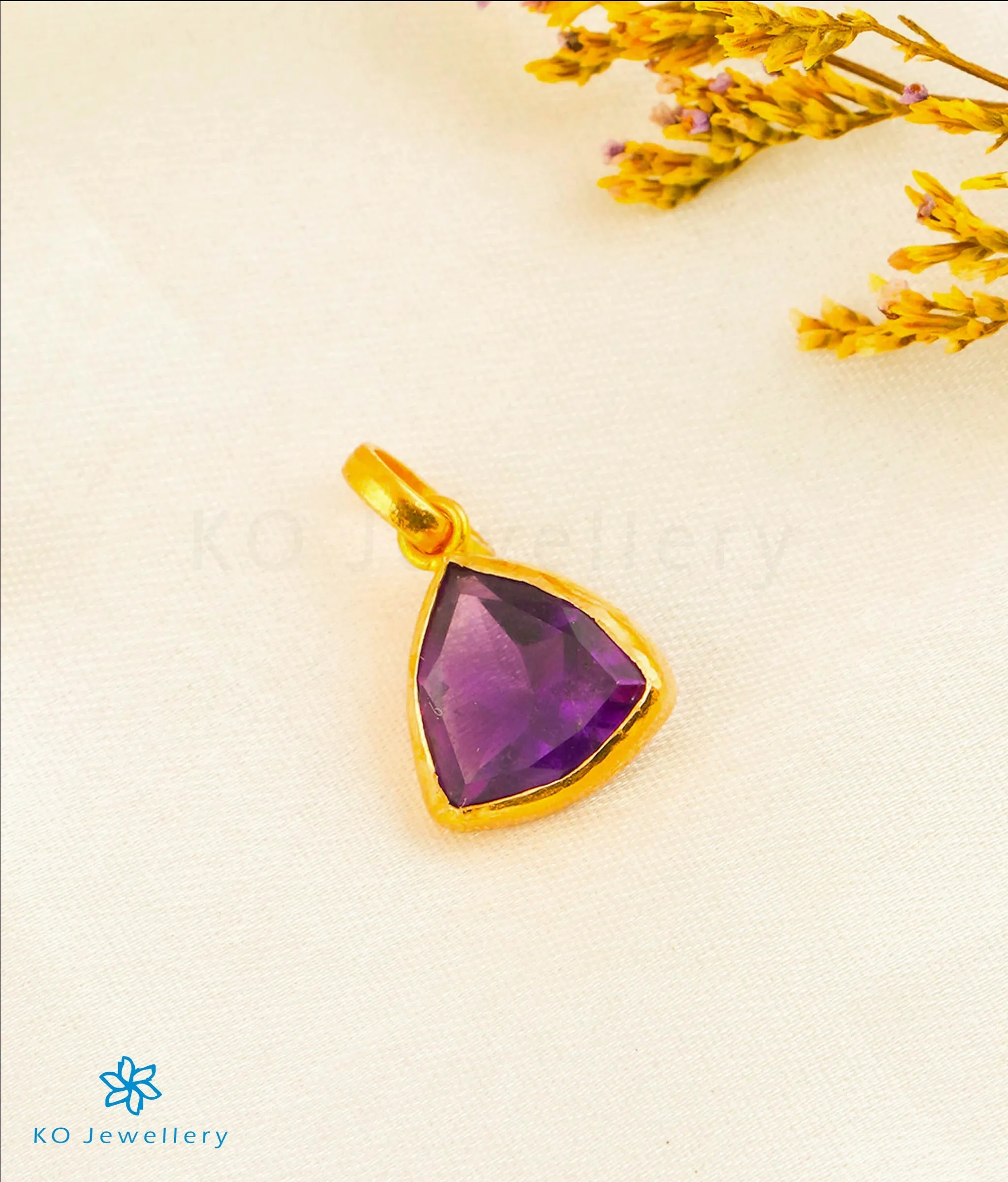 The Triad Amethyst Pendant in 22 KT Gold