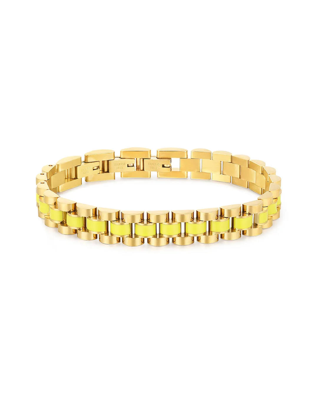 Timepiece Bracelet- Neon Yellow- Gold