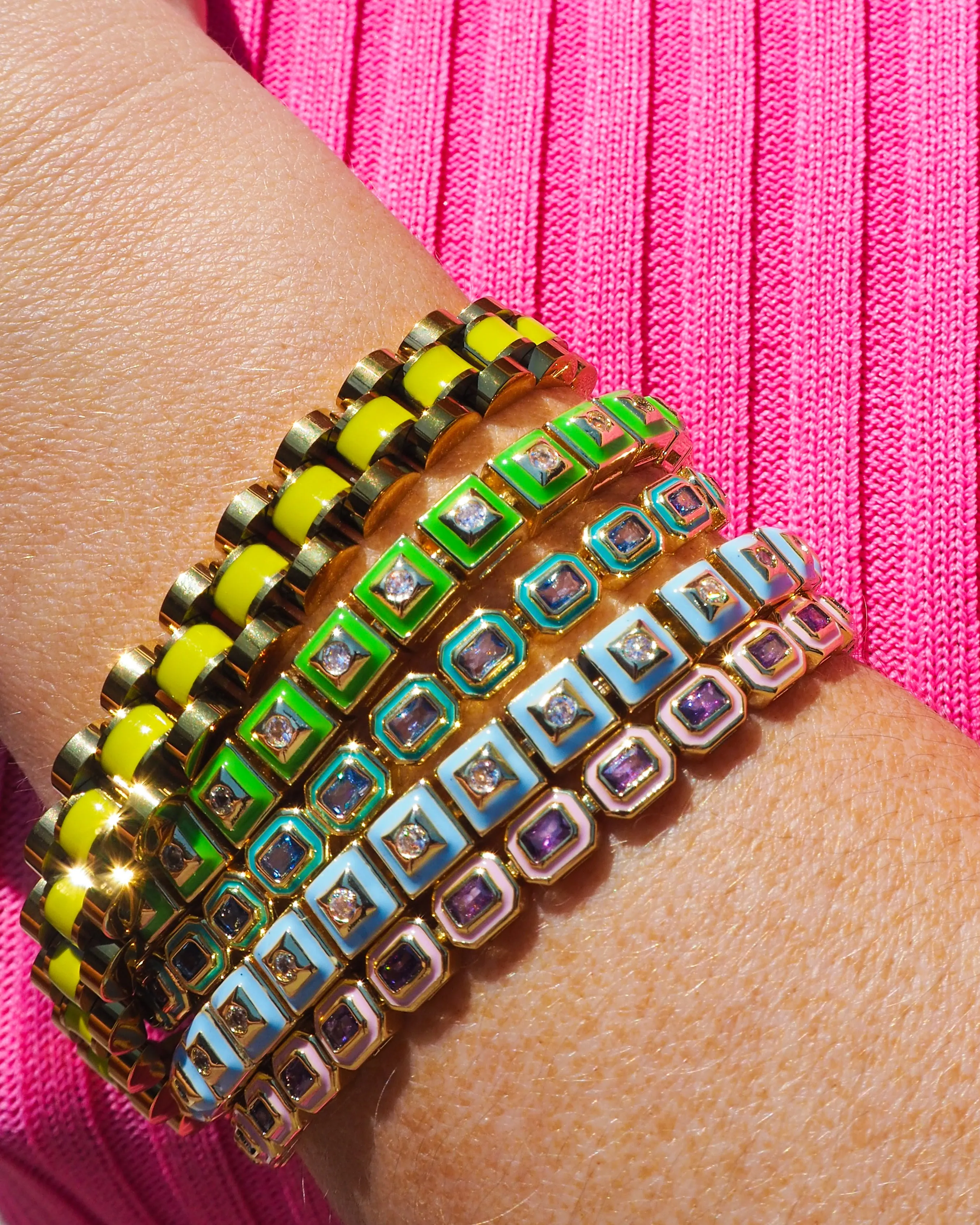 Timepiece Bracelet- Neon Yellow- Gold