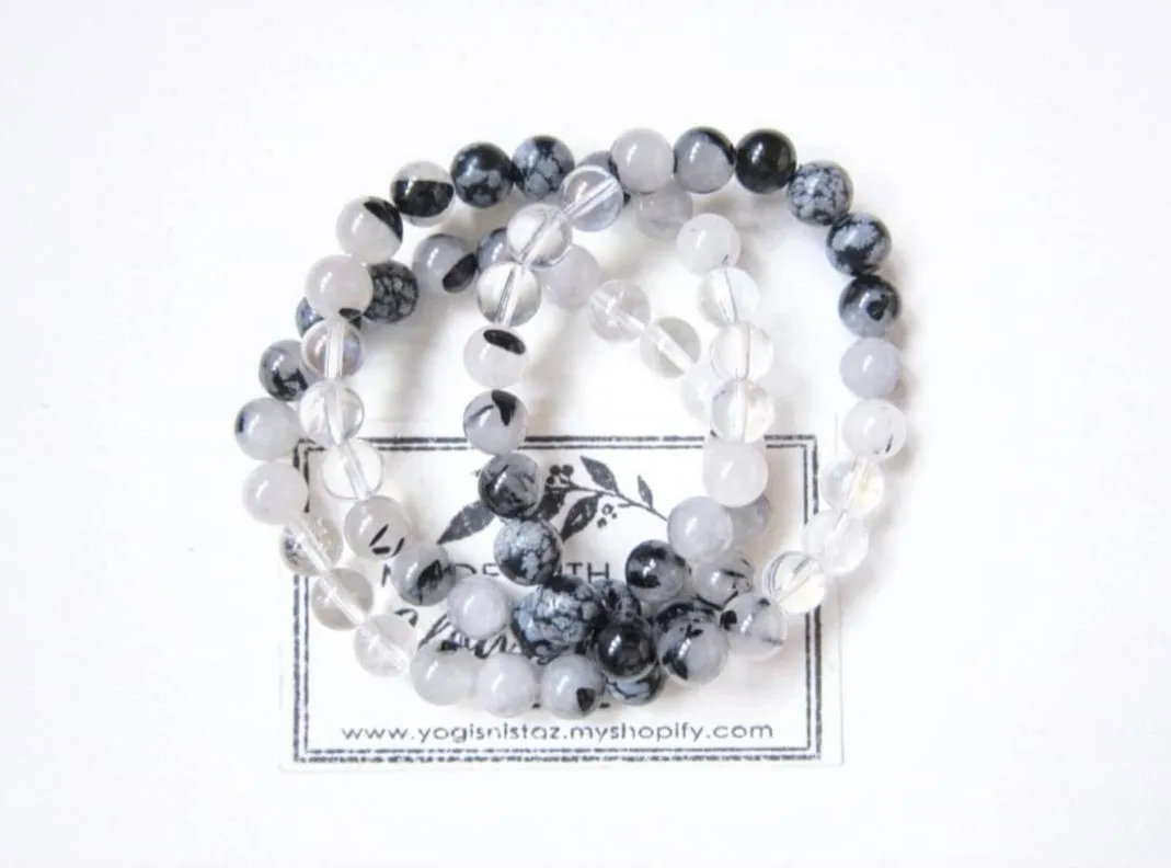 Tourmalinated Quartz Mala Bracelet - Capricorn Birthstone