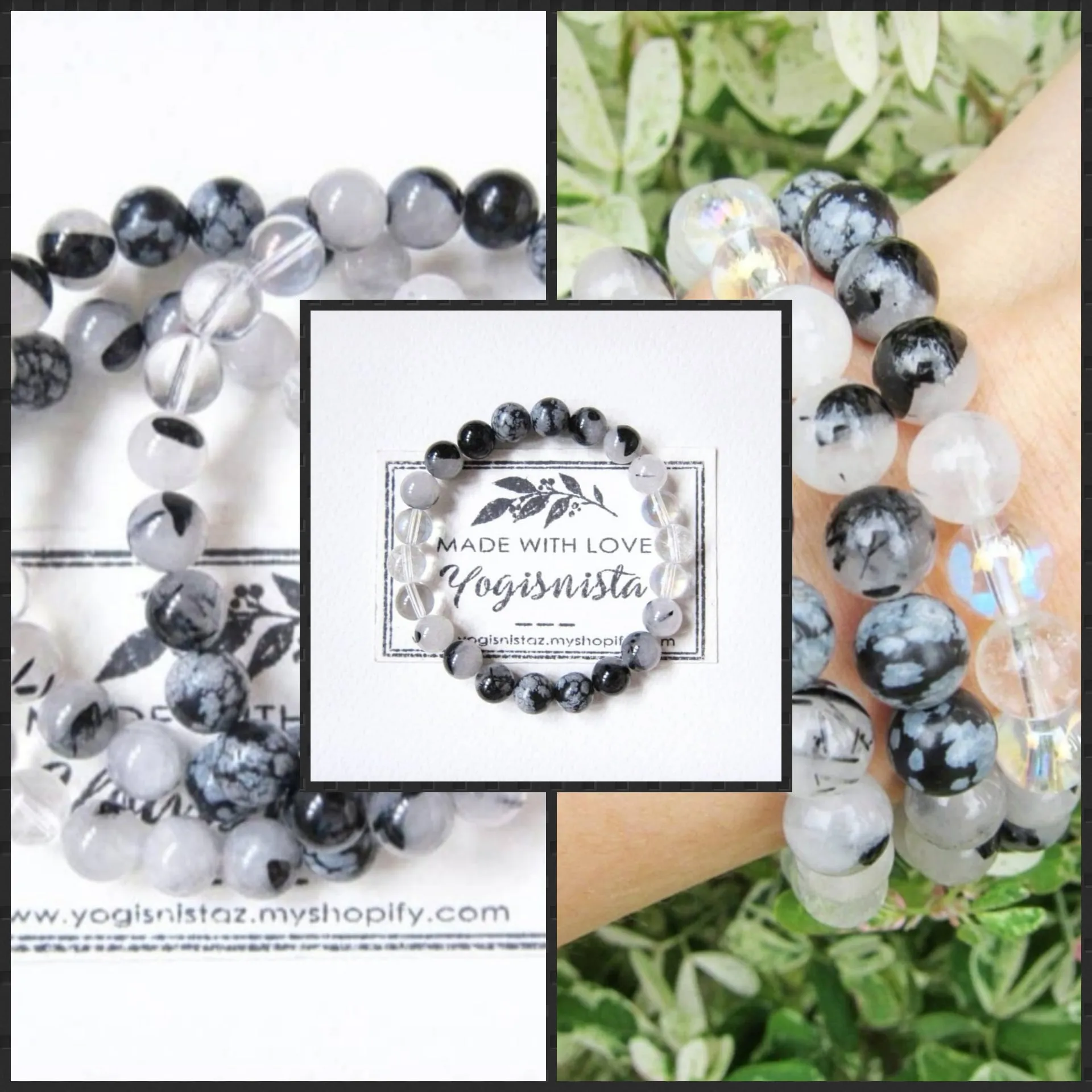 Tourmalinated Quartz Mala Bracelet - Capricorn Birthstone