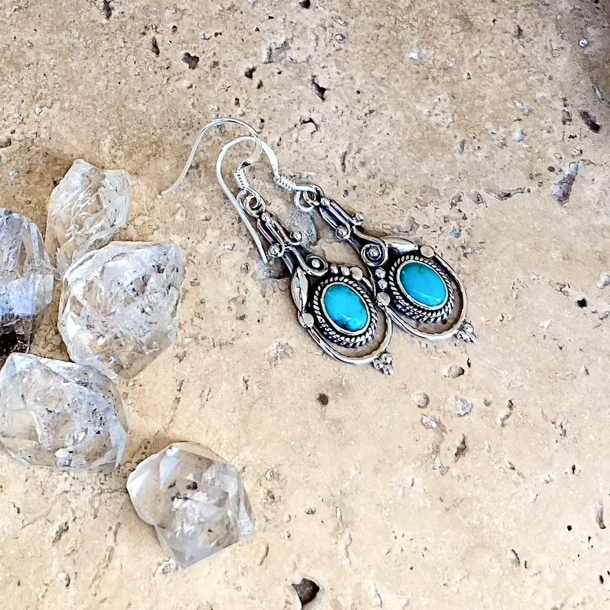 Turquoise Earrings with Artisan Detail - Riya