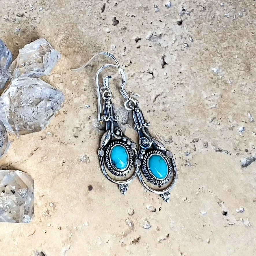 Turquoise Earrings with Artisan Detail - Riya