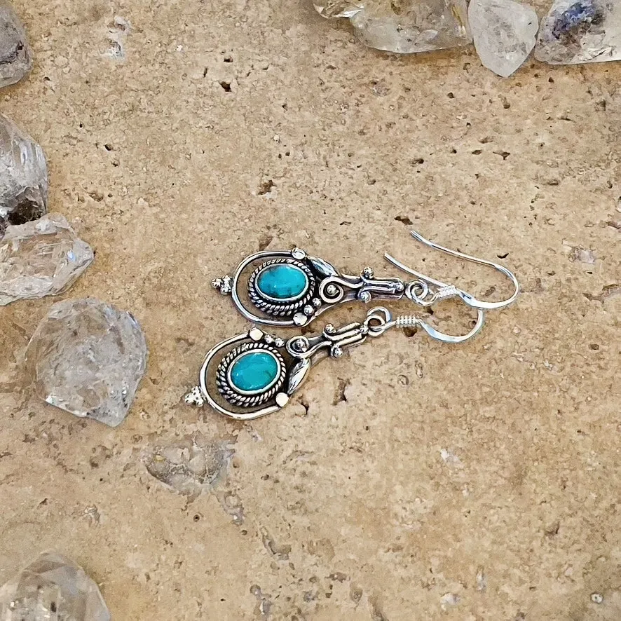 Turquoise Earrings with Artisan Detail - Riya