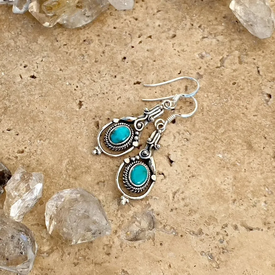 Turquoise Earrings with Artisan Detail - Riya