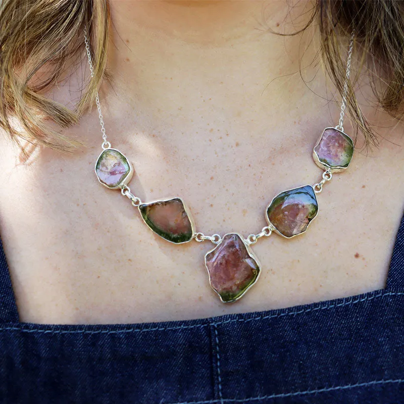 Watermelon Tourmaline Gemstone Necklace