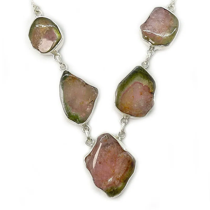 Watermelon Tourmaline Gemstone Necklace