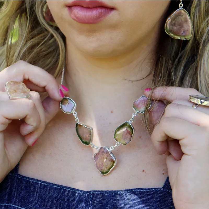 Watermelon Tourmaline Gemstone Necklace