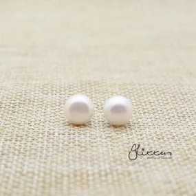 White Cultured Freshwater Pearl with Sterling Silver Post Women's Stud Earrings-6mm | 7mm | 8mm | 9mm