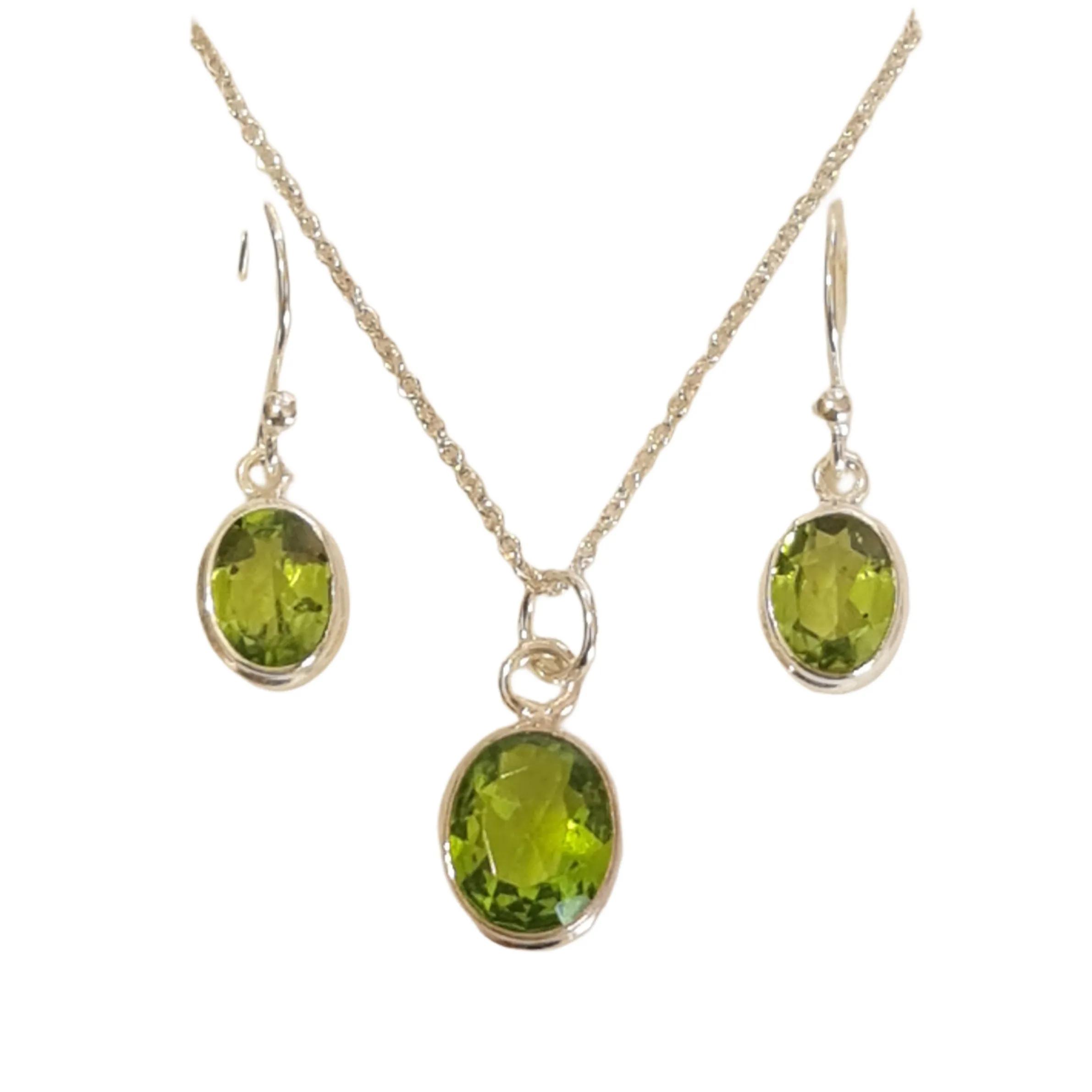 z Peridot Stone necklace and earring SET